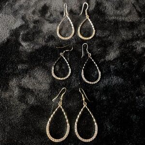 Park Lane OUI earring set of 3 pairs teardrop hematite, gold, rhodium
